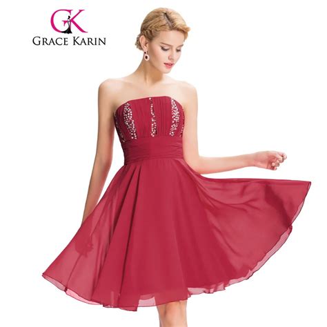 Buy Grace Karin Strapless Red Short Prom Dresses Knee