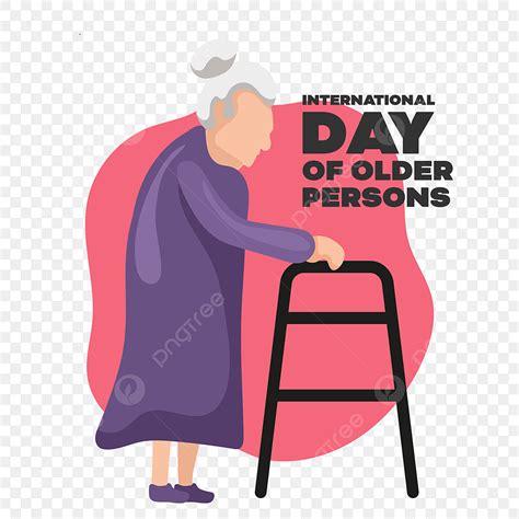 Older Person Vector Hd Images Grandmother With Walker For The