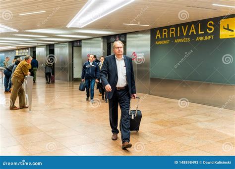 Brussels, Belgium, May 2019 Brussels Airport, People Waiting and Meeting Their Friends and ...