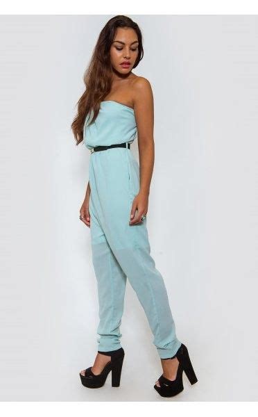 Light Blue Pleated Strapless Jumpsuit Ustrendy Strapless Jumpsuit Jumpsuit Fashion