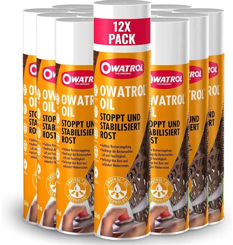 OWATROL Rostschutz Spray 12x 300ml Für Metalle Kunststoff Glas