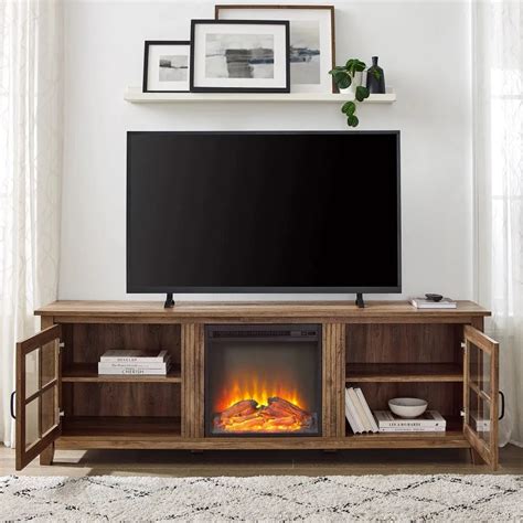 Farmhouse Fireplace Tv Stand For Tvs Up To 80 Reclaimed Barnwood Tv — My Lux Decor