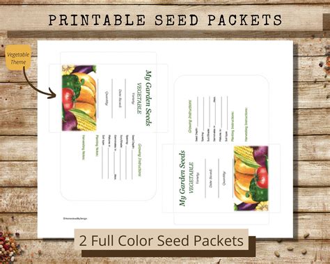 Printable Vegetable Garden Seed Packets, Vegetable Seed Envelopes, Seed ...