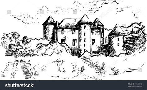 Old Castle Hand Pencil Sketch Stock Vector Illustration 19030648