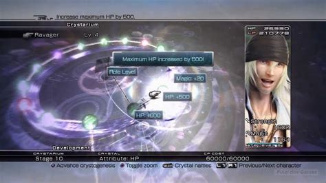 Final Fantasy XIII Crystarium Screen Developing Characters 2 YouTube