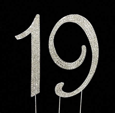 Large 19th Birthday Number Cake Topper With Sparkling Rhinestone