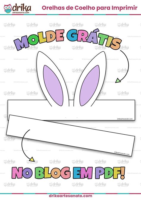 Orelhas De Coelho Imprimir - Molde de Orelhas de Coelho para Imprimir Grátis em PDF