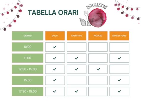 Tabella Orari Ristorazione Il Profumo Della Freschezza