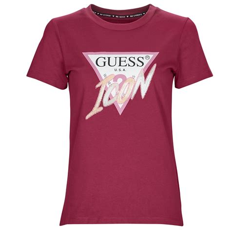 Guess Ss Cn Icon Tee Burdeo Envío Gratis Spartoo Es Textil