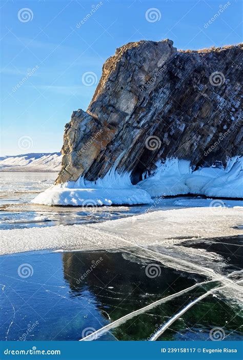 Ice And Rocks Of Lake Baikal Rocks On Winter Baikal Lake Stock Image