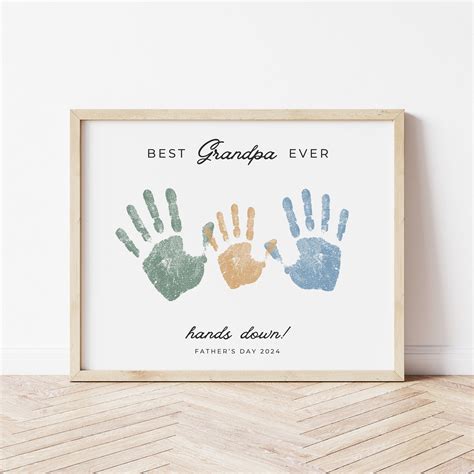 Best Grandpa Hands Down Handprint Art Printable T For Grandpa From