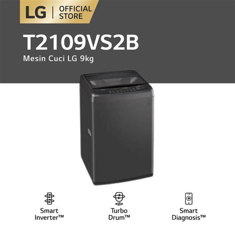 Jual LG MESIN CUCI 1 TABUNG T2109VS2B 9kg Top Load Washer With Smart