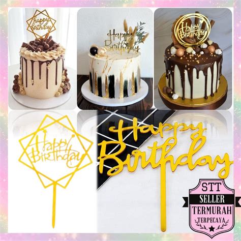 jual stt topper cake happy birthday bahan akrilik hiasan kue ulang