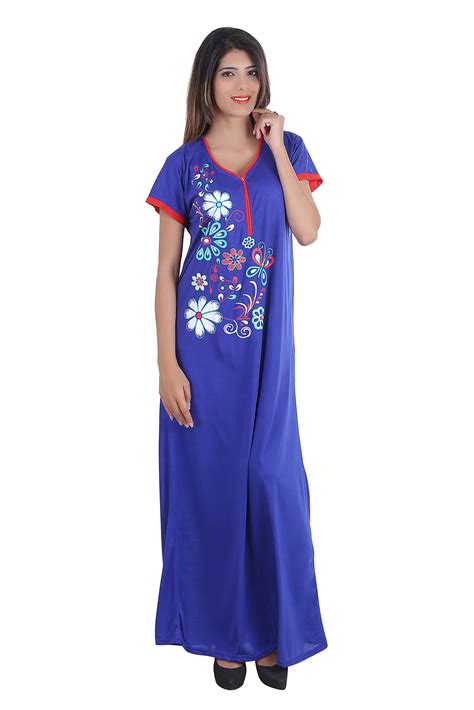 Buy Glossia Blue Cotton Nighty Night Gowns Online From Shopclues