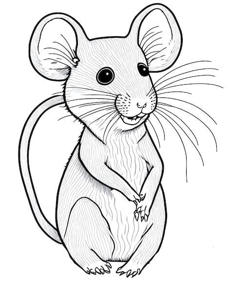 Premium Ai Image Easy Rat Coloring Page For Kids