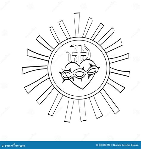 Sacred Heart Jesus Vector Illustration Drawing Stock Vector