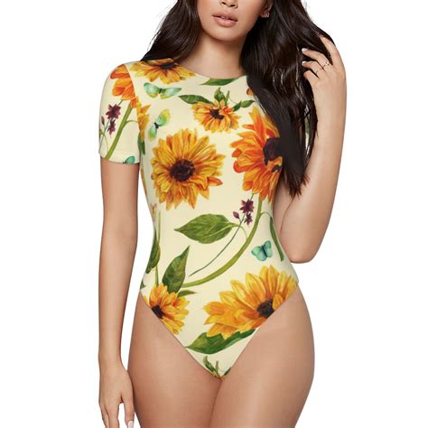 Easygdp Sunflowers And Butterflies Womens One Piece Swimsuit Slim Fit