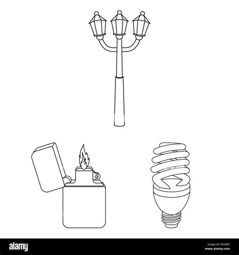 Light Source Outline Icons In Set Collection For Design Light And