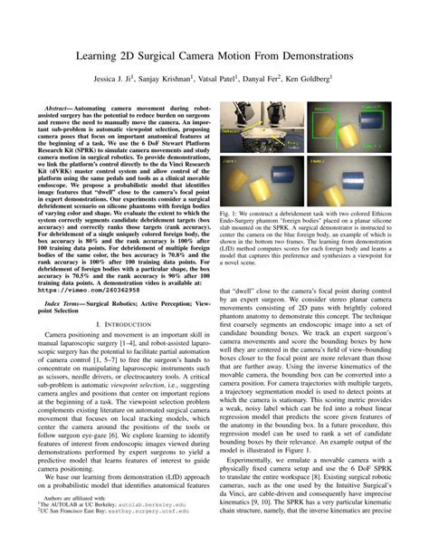 Pdf Learning D Surgical Camera Motion From Demonstrations Camera