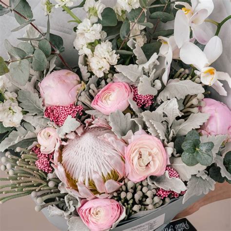 Blush Italian Ranunculus And Peony Bouquet Petite Fleur