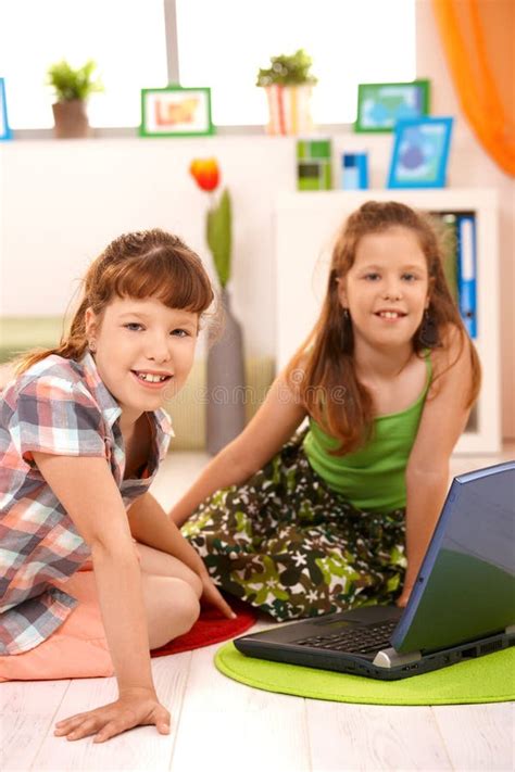 Girls Using Computers In Class With Teacher Stock Image Image Of Adult Confidence 22776211