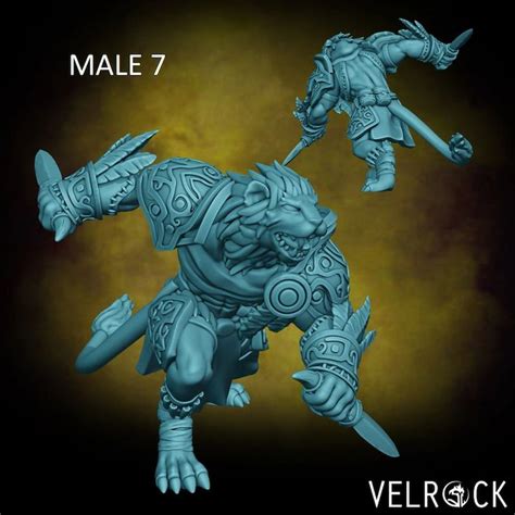 Male Leonin Warriors Velrock 3d Printed Resin Miniature Mini Fantasy Dungeons And Dragons