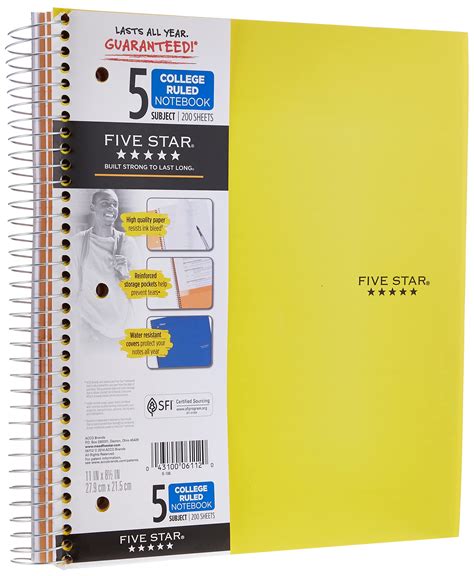 Five Star Cuadernos En Espiral Temas Papel Rayado Universitario