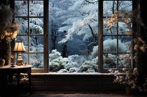 Premium Photo | Snowy View Through Window