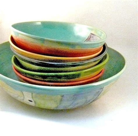 Handmade Pasta Bowl Set Pasta Dishes Serving Bowl Ceramics