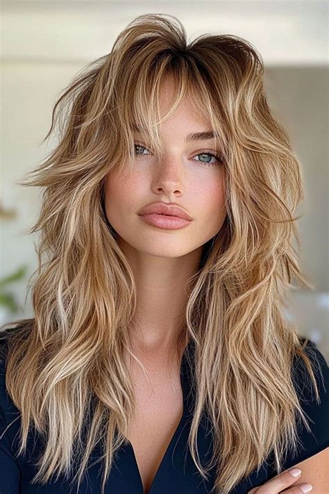 Textured Blonde Shag Long Layered Haircut With Fringe Edgy Blonde Hair Blonde Hair With