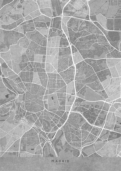 Mapa De Map Of Madrid Spain In Gray Vintage Syle ǀ Mapas De Ciudades