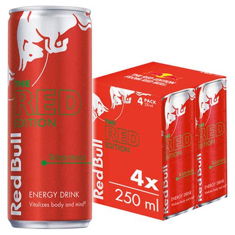 Red Bull Energy Drink Red Edition Watermelon 250ml X 4 Sports And Energy Drinks Iceland Foods