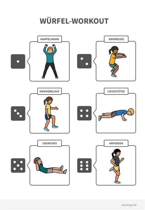 Würfel Workout für Zuhause für den Unterricht vlamingo Fitness