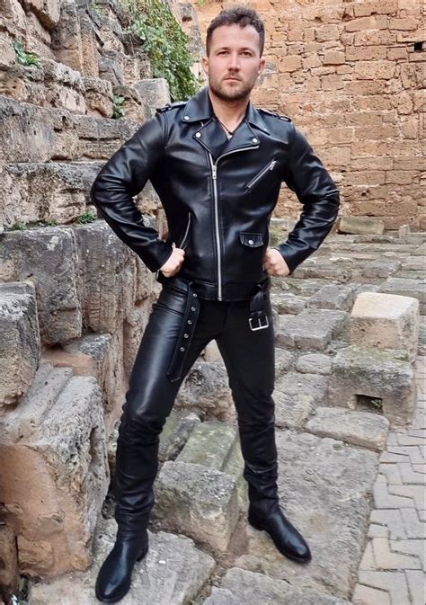 Leather Fashion Men Leather Jeans Men Tight Leather Pants Black