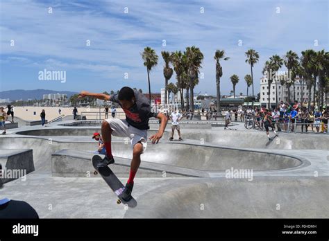 Usa California Ca Los Angeles Venice Beach Skateboard Park A Free And