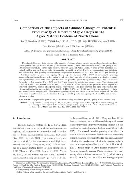 (PDF) Comparison of the impacts of climate change on potential ...