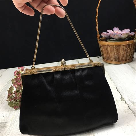 Vintage Black Ande Frame Bag Clutch Purse Satin Evening And Etsy