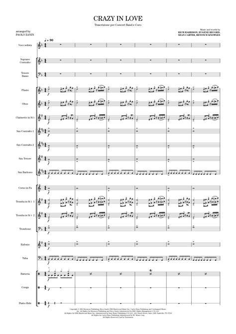 Crazy In Love Arr Paolo Zanin By Beyonce Featuring Jay Z Sheet Music For Concert Band At