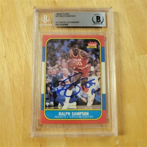 Ralph Sampson Fleer Autographed Signed Rookie Rc Bas Auto