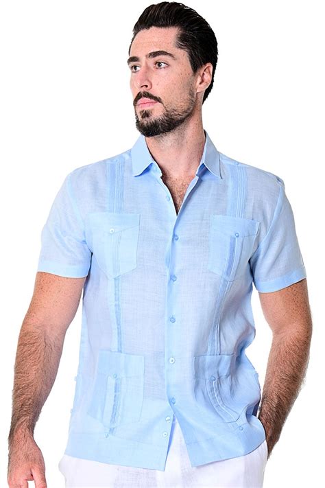 Bohio 100 Linen Traditional Guayabera Shirt For Mens 4 Pocket Ss In