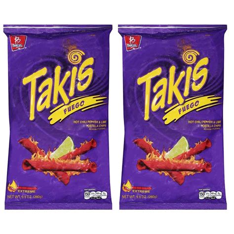 Buy Takis Fuego Hot Chili Pepper Lime Flavored Corn Snacks Two 9 9 Oz