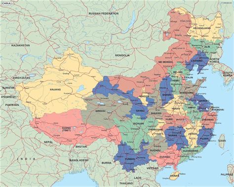 china political map. Eps Illustrator Map | Vector World Maps