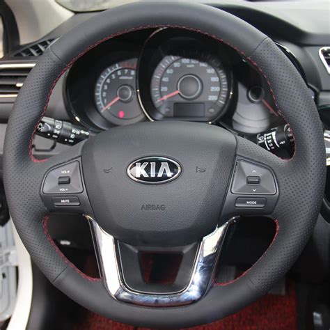 Black Artificial Leather Car Steering Wheel Cover For Kia K2 Kia Rio