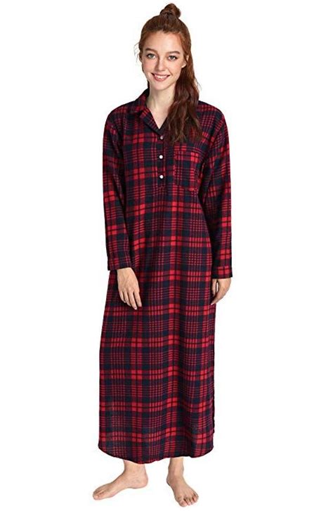 Flannel Robe Plaid Flannel Womens Flannel Nightgowns Sleeping Dress