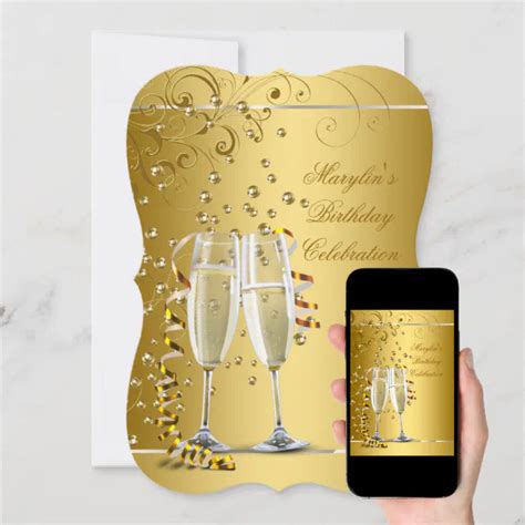 Elegant Gold Champagne Birthday Party Invitation Zazzle