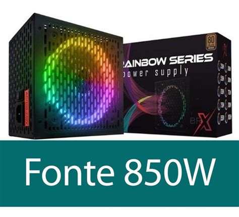 Fonte Gamer 800w Brx Rgb Led 80 Plus Bronze Silenciosa Bivol