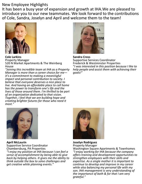 Welcome New Staff Members