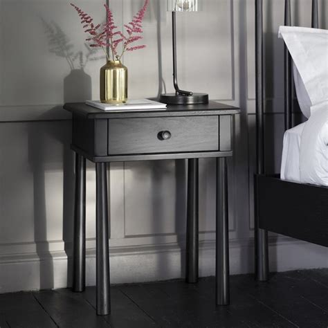 Wycombe 1 Drawer Bedside Black Wooden Bedside Table Black Bedside