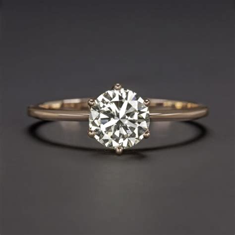 1 Ct Carat Round Brilliant Cut Diamond Engagement Ring Rose Gold ...