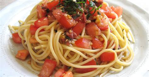 Umeboshi Tomato Shiso Spaghetti Recipe By Hiroko Liston Cookpad